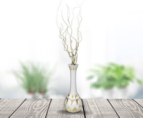 Grass in a vase. Branches of dried reeds. An element for decoration, natural design