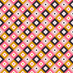 Geometric seamless pattern with colorful squares in Scandinavian style. Abstract background. Vector wallpaper.	
