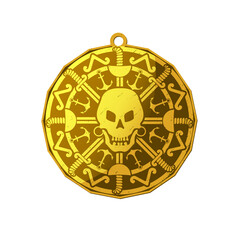 Golden pirate medallion vector illustration