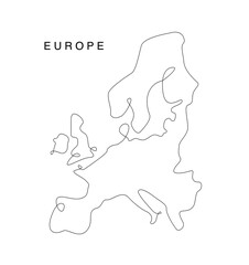 line art europa map. continuous line EU map. vector illustration. single line west states - obrazy, fototapety, plakaty