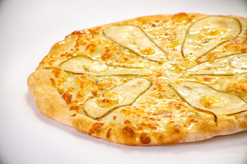 Pizza with pear and cheese