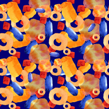 Pattern con elementi geometrici astratti colorati in movimento