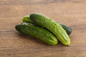 Fersh juicy green cucumbers heap