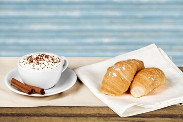 Comfort winter food with a cup of coffee