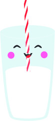 Vector illustration of milk glass in cartoon style