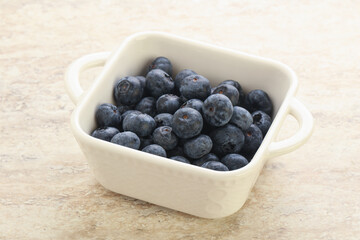 Sweet ripe blueberry heap in the bowl