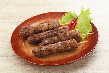 Beef kebab skewer minced meat