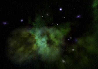 Star field in space and a nebulae