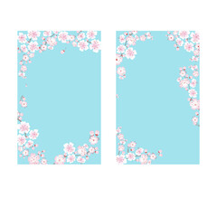 Set of vector colorful banners, greeting and invitation cards with sakura flowers.