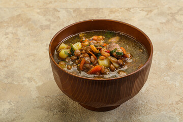 Lentil soup with chicken and vegetables