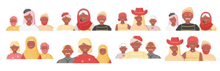 Multiethnic group of people standing together community and togetherness concept, diversity portrait. Characters men and women isolated on white. Crowd community. Social diversity friends or relatives