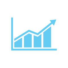Chart blue vector icon on white background
