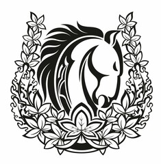 Fototapeta premium Horse head in the horseshoe. Logo. icon, emblem.