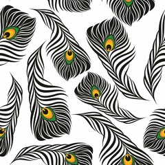 Fototapeta na wymiar Repeated seamless pattern. Abstract geometric texture. Elegant render lattice. Floral pattern. Peacock feather. Design