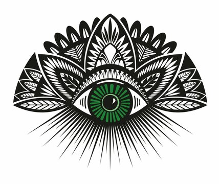 Blackwork tattoo flash. Eye of Providence. Masonic symbol. All seeing eye 