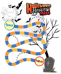 Snake and ladders game template in Halloween theme