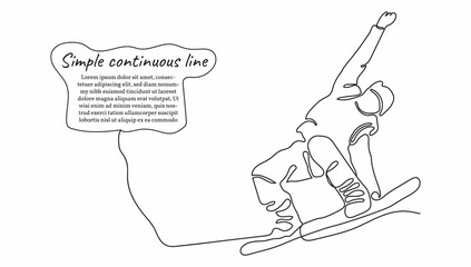 People Snowboarding. Winter Games. Continuous line art vector illustration