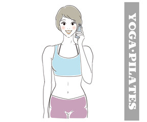 スマホに対応する可愛い ヨガ、ピラティスインストラクター