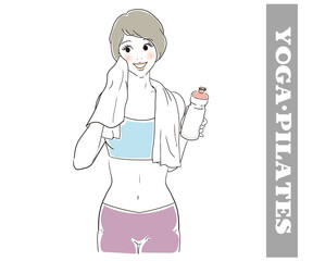 202ヨガ、ピラティスで汗を流す可愛い女性