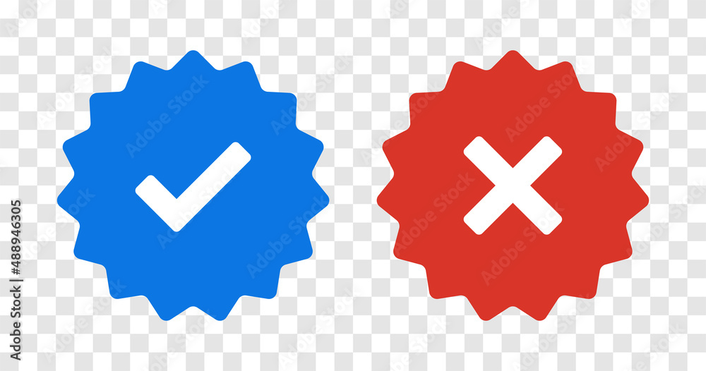Poster Right and wrong symbol badge on transparent background.