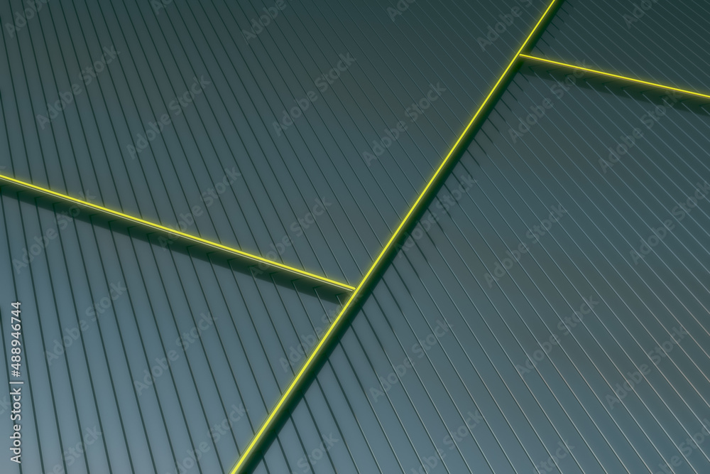 Poster Abstract blue lines texture backdrop. Roofing and web design concept. 3D Rendering.