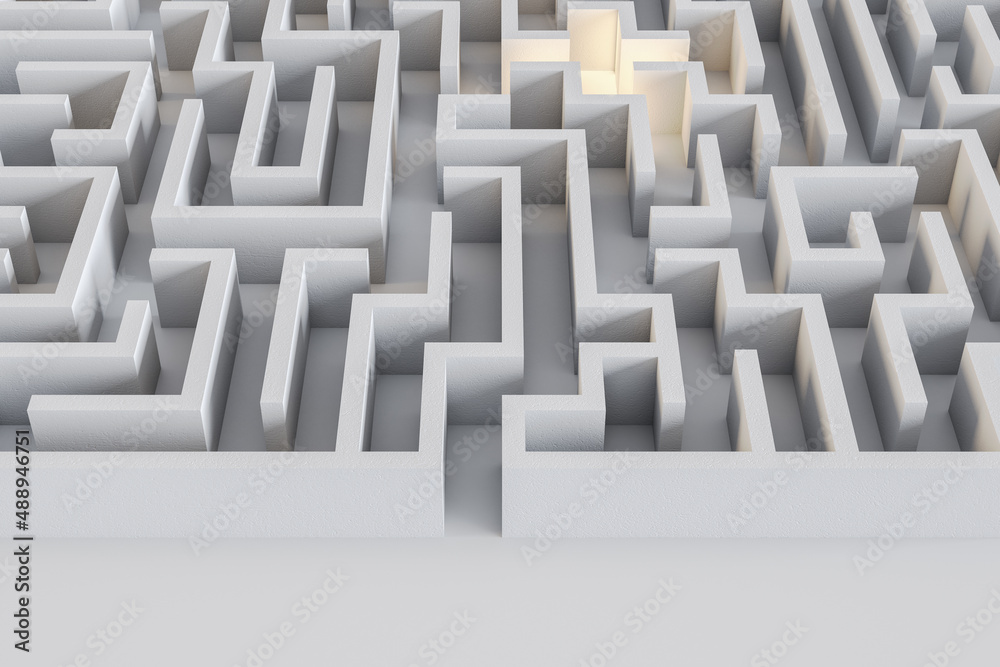 Fototapete abstract labyrinth backdrop. maze and solution, way out concept. 3d rendering.