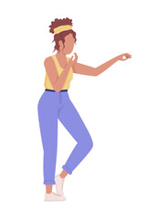Young lady in casual clothing semi flat color vector character. Standing figure. Full body person on white. Happy and fun simple cartoon style illustration for web graphic design and animation