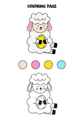 Color cute Easter sheep. Worksheet for kids.