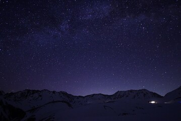 Fototapeta premium 満天の星空 北アルプス 立山連峰