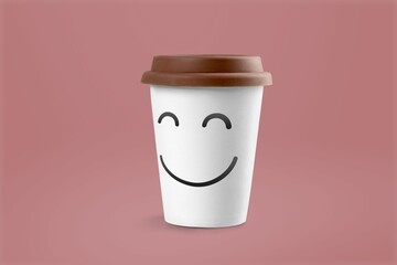 photo of white mug, pink background