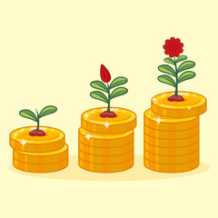 Money coin growth up planting saving asset business  finance vector art