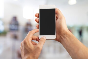 Online shopping concept. Hands holding mobile phone
