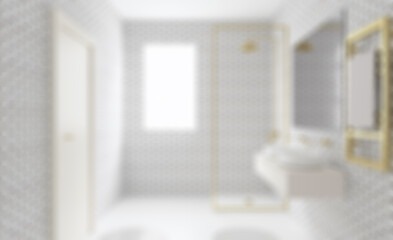 Bathroom interior bathtub. 3D rendering.. Abstract blur phototography.