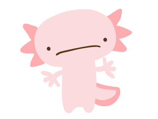 かわいいウーパールーパー／手描きイラスト素材