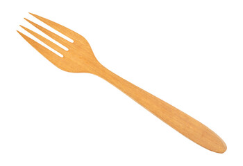 Top view of blank wooden fork isolated on white background.