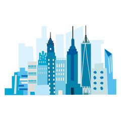 America cityscape vector illustration in flat color design