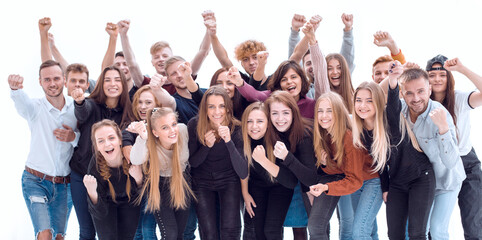 group of ambitious young people showing their success