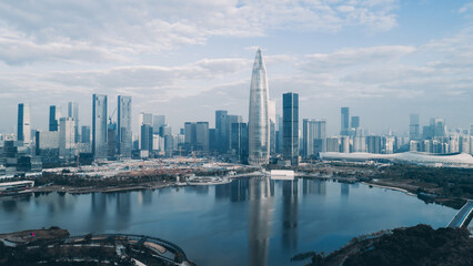 Naklejka premium Aerial view of landscape in Shenzhen city,China