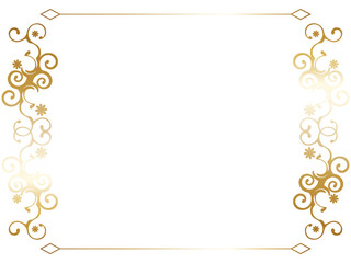 高級感のあるオーナメントのフレーム　横位置　ゴールドフラワー