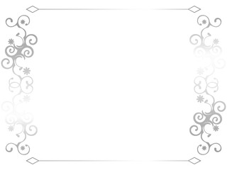 高級感のあるオーナメントのフレーム　横位置　シルバーフラワー