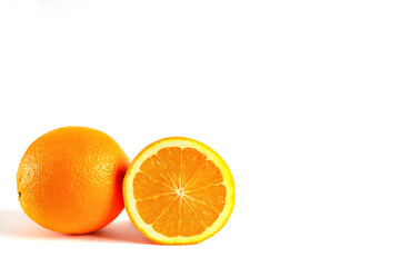 fresh cut orange isolated on white background