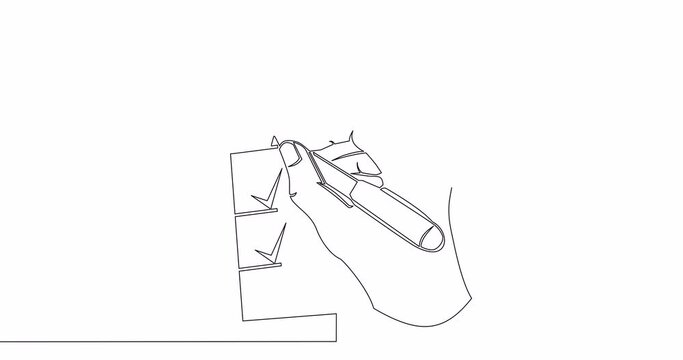 Self drawing line animation hand signs documents continuous line concept