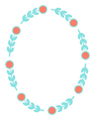 Vertical frame of cartoon flowers Floral decorative frame Vector illustration Design element Copy space Vector illustration Isolated on white background