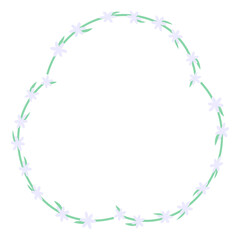 Rustic floral decorative frame Frame of hand drawn flowers Vector illustration Design element Copy space Isolated on white background