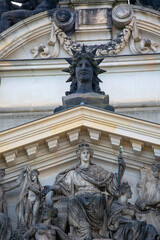 Facade of Dresden Academy of Fine Arts situated on the river Elbe, Dresden, Germany