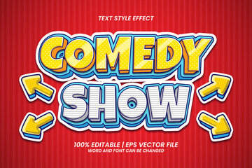 Editable text effect Comedy Show 3D cartoon style