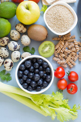 Balanced diet food background