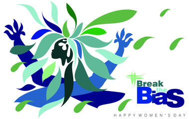 An abstract floral design of Break the Bias concept for International Women’s day 2022
