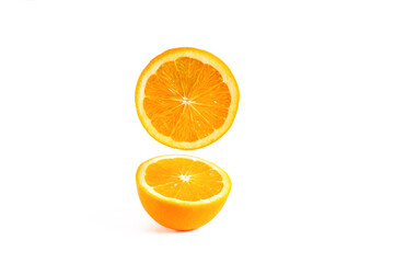 fresh cut orange isolated on white background