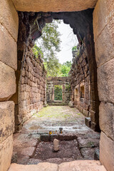 Rear entrance of Prasat Ta Muean. It is The Chapel for the rest house with Ancient Khmer Art of Bayon Style.